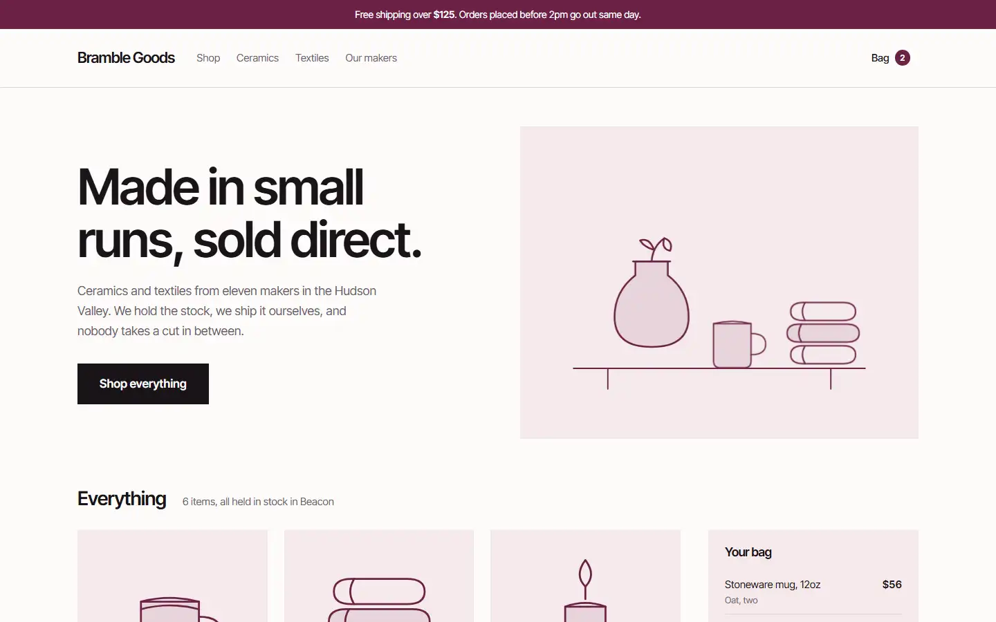Bramble Goods concept: made in small runs, sold direct